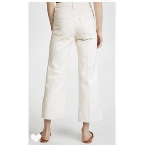 J Brand Joan Crop Jeans Women's Size 24 White Macadamia Frayed Hem Straight Leg